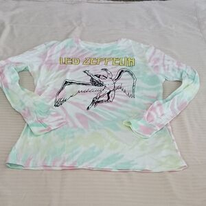Led Zeppelin Pastel Tie-Dye Long Sleeve Shirt Modern Women's Size Small